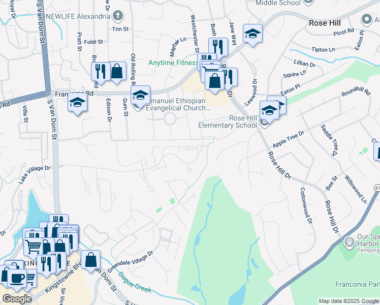 map of restaurants, bars, coffee shops, grocery stores, and more near 5236 Ballycastle Circle in Alexandria