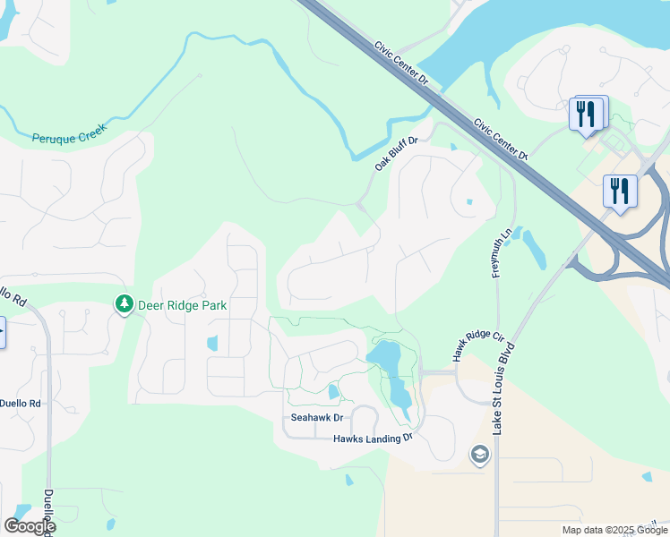 map of restaurants, bars, coffee shops, grocery stores, and more near 66 Saybridge Manor Parkway in Lake Saint Louis
