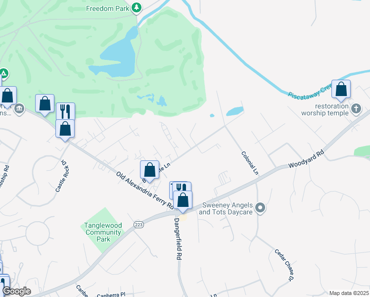 map of restaurants, bars, coffee shops, grocery stores, and more near 8106 Bellefonte Lane in Clinton