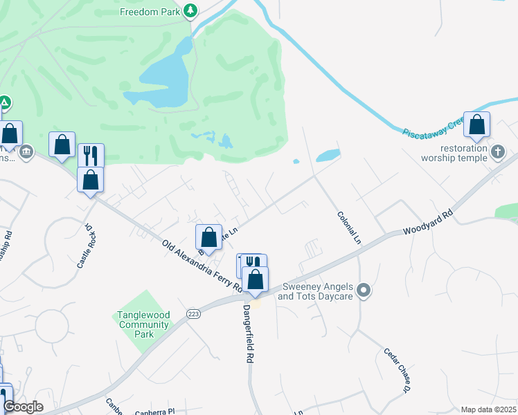 map of restaurants, bars, coffee shops, grocery stores, and more near 8106 Bellefonte Lane in Clinton