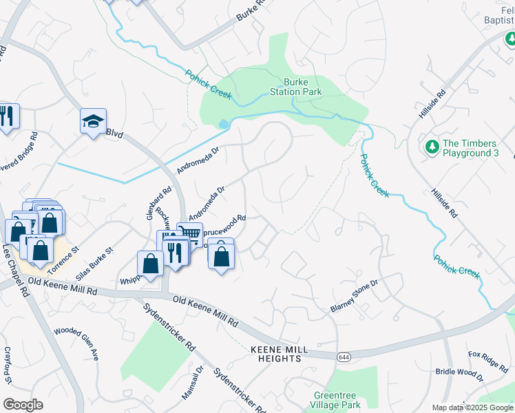 map of restaurants, bars, coffee shops, grocery stores, and more near 6315 Fenestra Court in Burke
