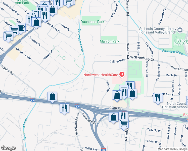 map of restaurants, bars, coffee shops, grocery stores, and more near 7536 Hazelcrest Drive in Hazelwood
