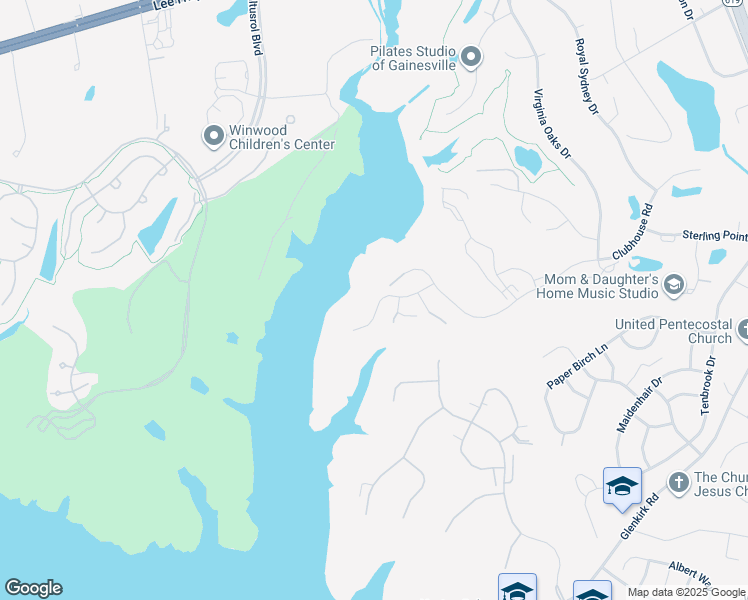 map of restaurants, bars, coffee shops, grocery stores, and more near 8172 Tillinghast Lane in Gainesville