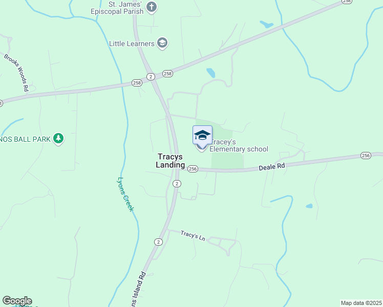 map of restaurants, bars, coffee shops, grocery stores, and more near 20 Deale Road in Tracys Landing