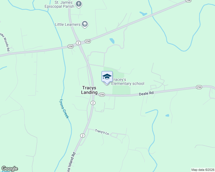 map of restaurants, bars, coffee shops, grocery stores, and more near 20 Deale Road in Tracys Landing