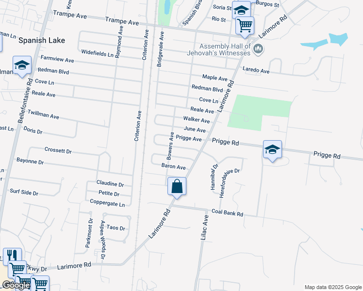 map of restaurants, bars, coffee shops, grocery stores, and more near 1154 Prigge Avenue in St. Louis