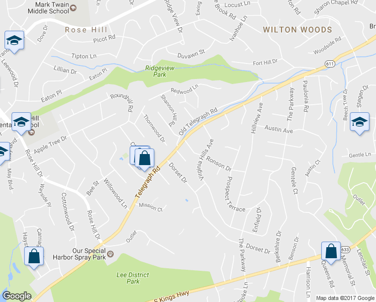 map of restaurants, bars, coffee shops, grocery stores, and more near 4107 Ronson Drive in Alexandria