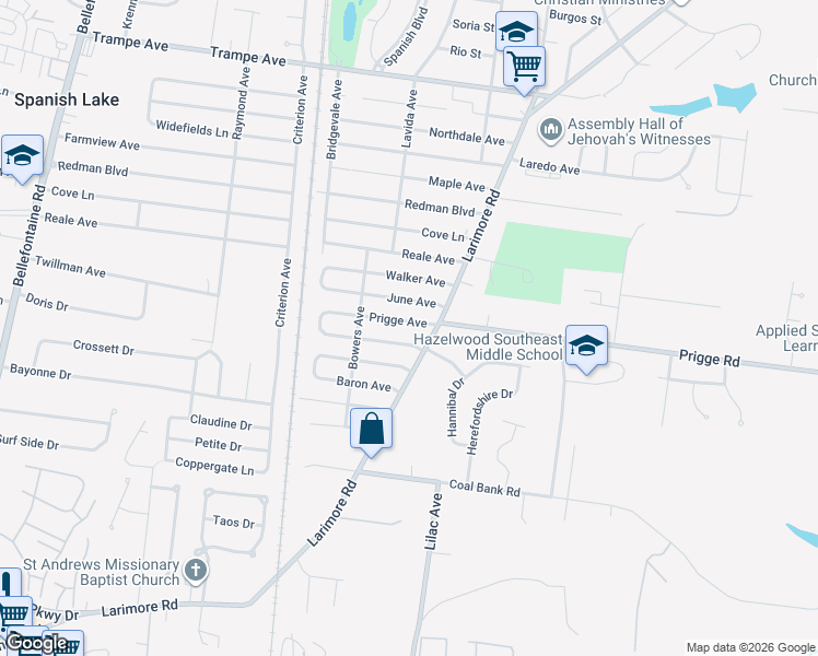 map of restaurants, bars, coffee shops, grocery stores, and more near 1122 Prigge Avenue in St. Louis