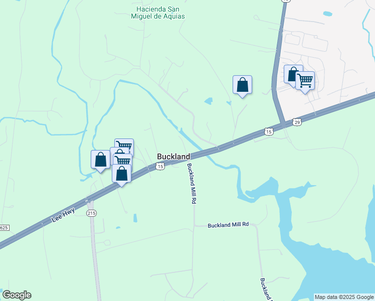 map of restaurants, bars, coffee shops, grocery stores, and more near 8115 Buckland Mill Road in Gainesville