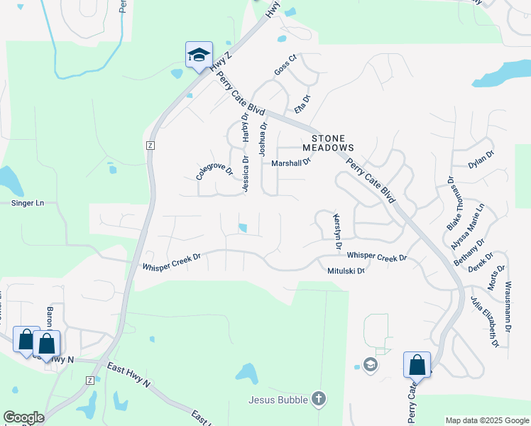 map of restaurants, bars, coffee shops, grocery stores, and more near 732 Sunflower Ridge Ct in Wentzville