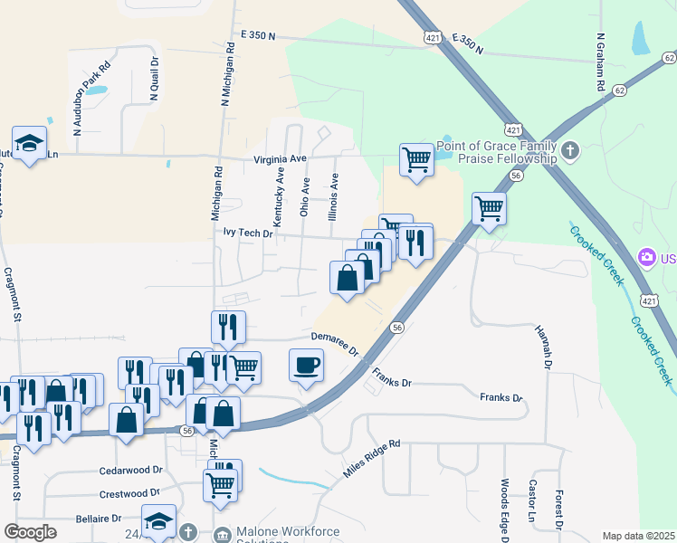 map of restaurants, bars, coffee shops, grocery stores, and more near 518 Ovo Drive in Madison