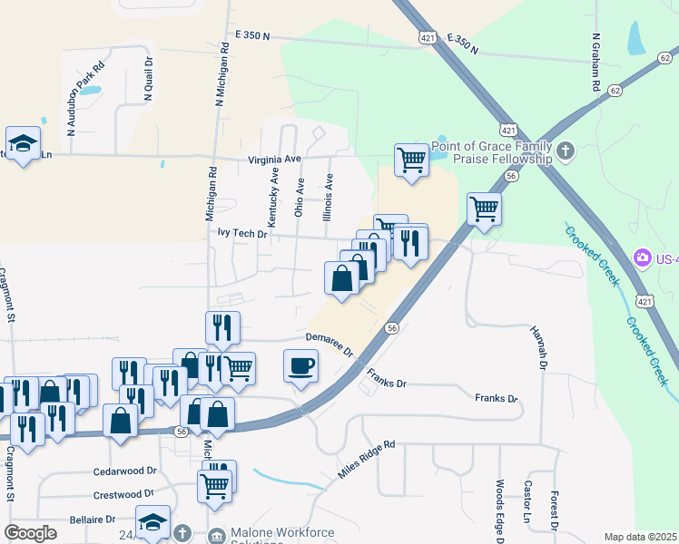 map of restaurants, bars, coffee shops, grocery stores, and more near 518 Ovo Drive in Madison