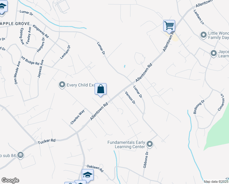 map of restaurants, bars, coffee shops, grocery stores, and more near 7977 Allentown Road in Fort Washington