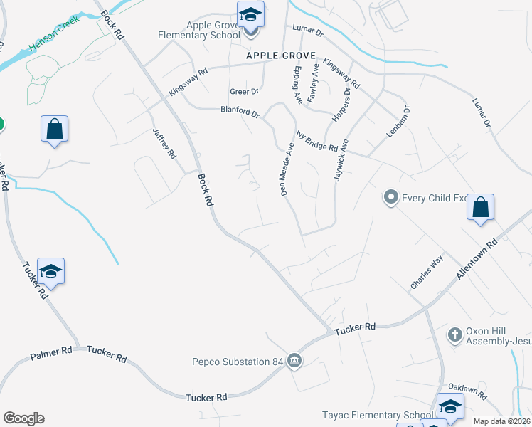 map of restaurants, bars, coffee shops, grocery stores, and more near 7904 Locust Lane in Fort Washington