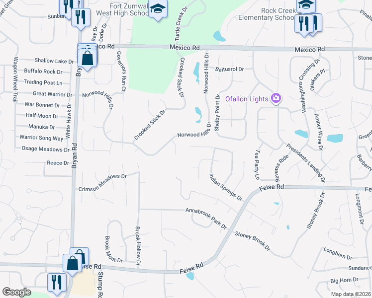 map of restaurants, bars, coffee shops, grocery stores, and more near 1400 Soaring Eagle Drive in O'Fallon