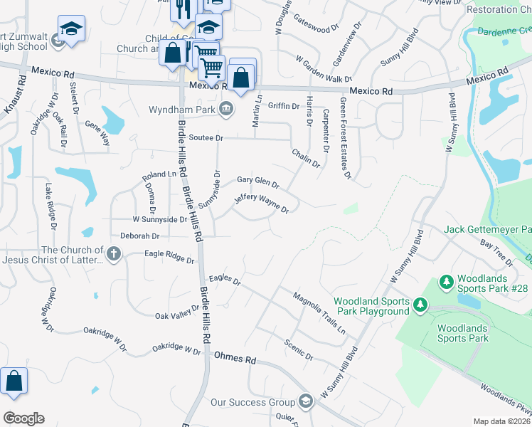 map of restaurants, bars, coffee shops, grocery stores, and more near 17 Patty Ellen Drive in St. Peters