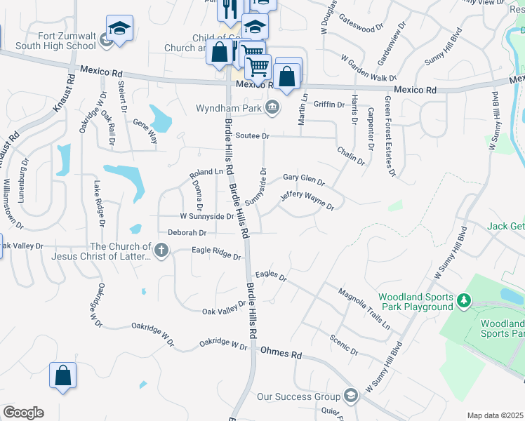 map of restaurants, bars, coffee shops, grocery stores, and more near 6 Denallen Drive in St. Peters
