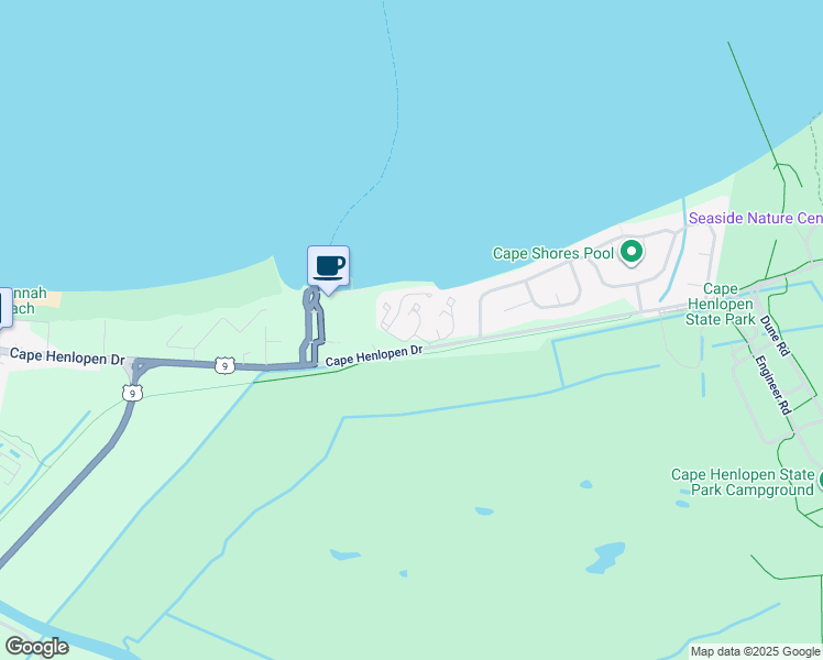 map of restaurants, bars, coffee shops, grocery stores, and more near 53 Cape Henlopen Drive in Lewes