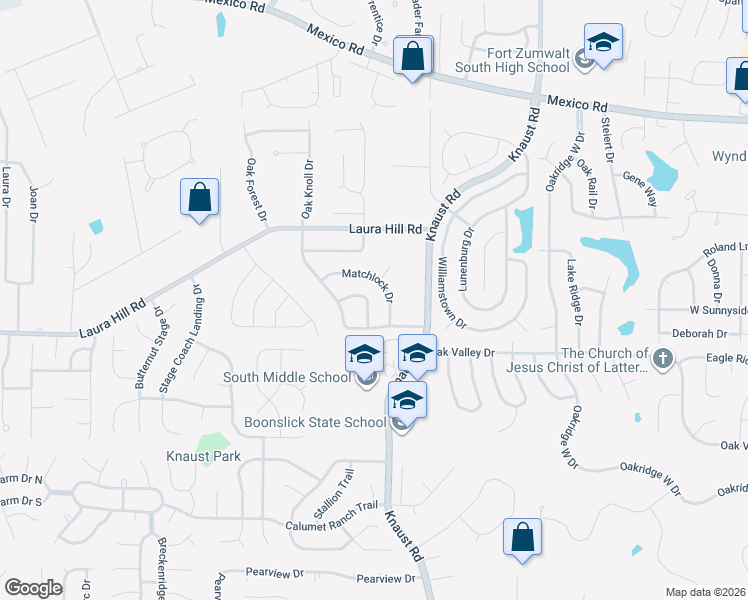 map of restaurants, bars, coffee shops, grocery stores, and more near 8 Deerpath Drive in St. Peters