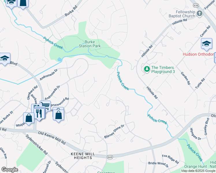map of restaurants, bars, coffee shops, grocery stores, and more near 6260 Rathlin Drive in Springfield
