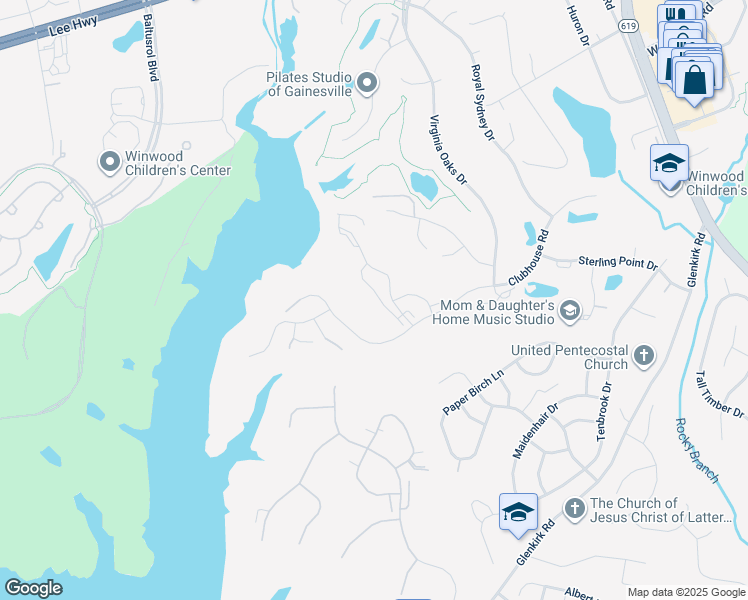 map of restaurants, bars, coffee shops, grocery stores, and more near 14409 Fowlers Mill Drive in Gainesville