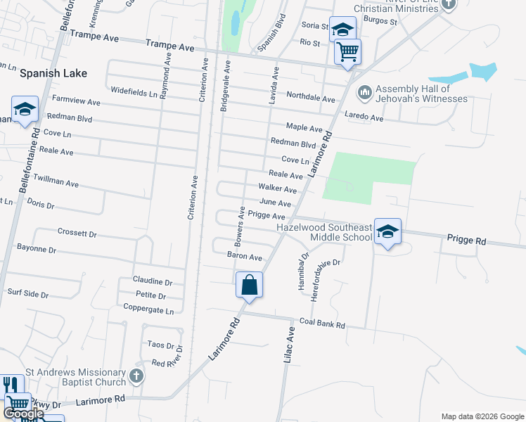 map of restaurants, bars, coffee shops, grocery stores, and more near 1122 Prigge Avenue in St. Louis