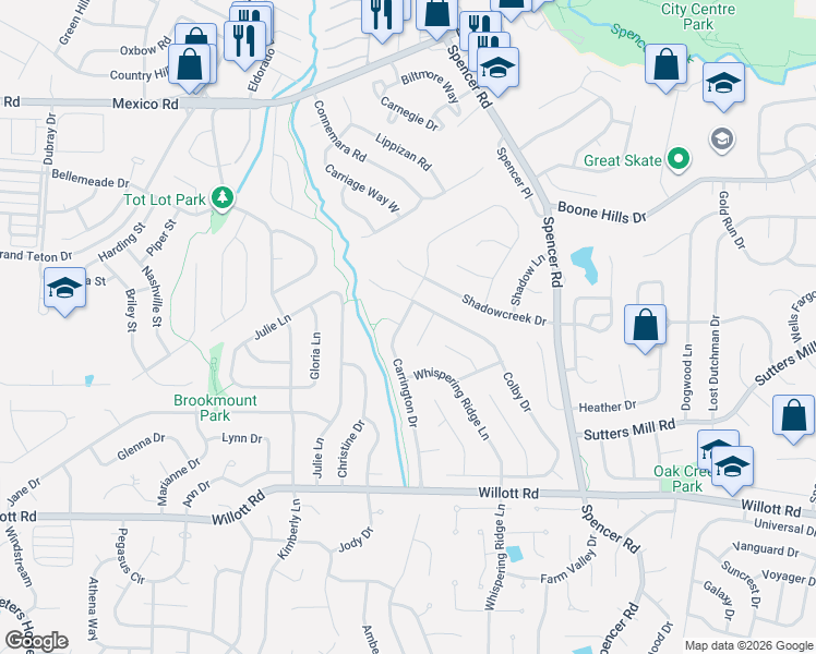 map of restaurants, bars, coffee shops, grocery stores, and more near 828 Colby Lane in St. Peters
