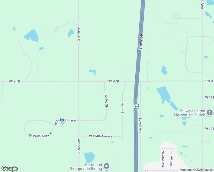 map of restaurants, bars, coffee shops, grocery stores, and more near 8275 West 191st Street in Stilwell