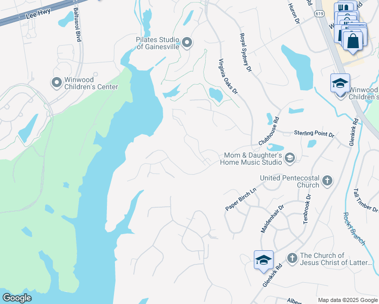 map of restaurants, bars, coffee shops, grocery stores, and more near 14411 Fowlers Mill Dr in Gainesville