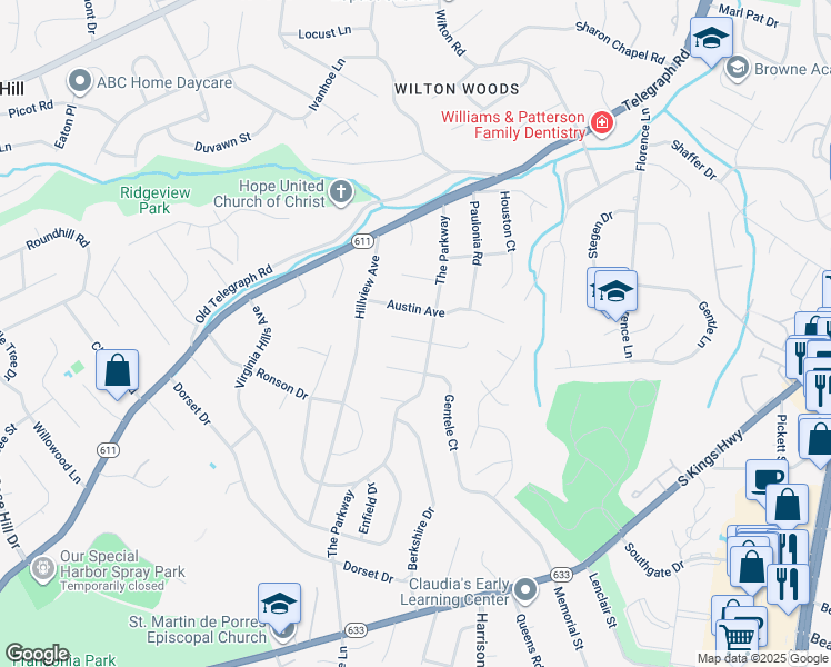 map of restaurants, bars, coffee shops, grocery stores, and more near 3702 Heather Court in Alexandria