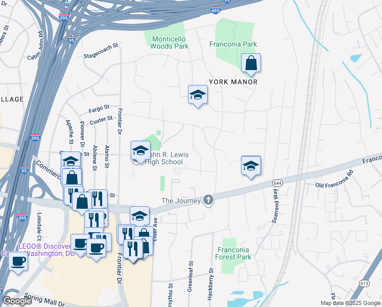 map of restaurants, bars, coffee shops, grocery stores, and more near 6214 Wayles Street in Springfield
