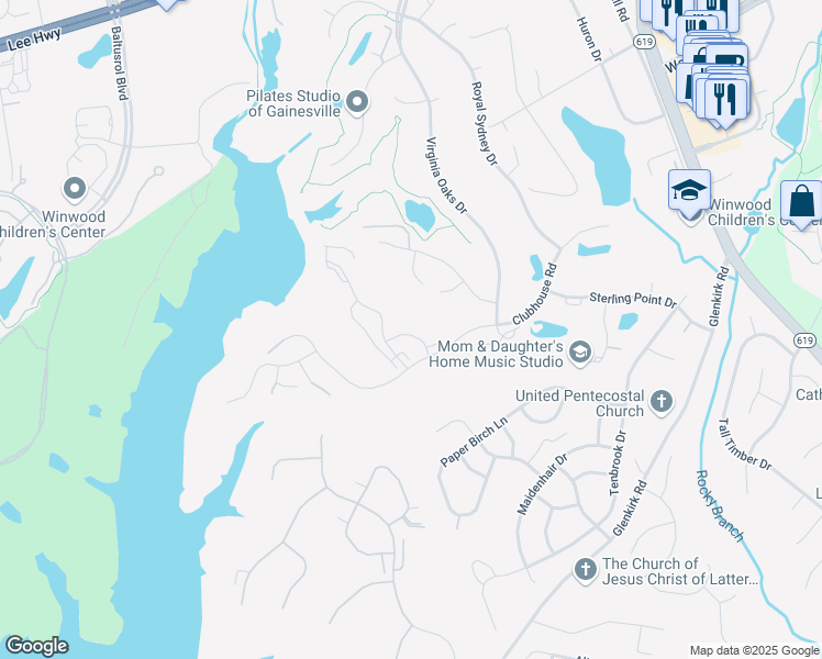 map of restaurants, bars, coffee shops, grocery stores, and more near 8121 Cerromar Way in Gainesville