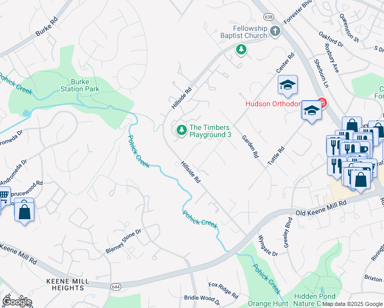 map of restaurants, bars, coffee shops, grocery stores, and more near 8815 Moverly Court in West Springfield