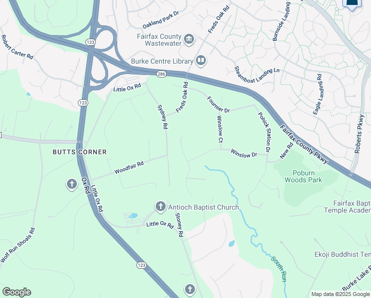 map of restaurants, bars, coffee shops, grocery stores, and more near 6307 Barsky Court in Fairfax Station