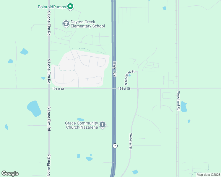 map of restaurants, bars, coffee shops, grocery stores, and more near 20915 West 191st Street in Spring Hill