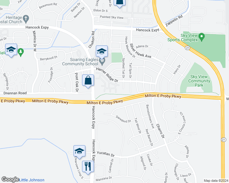 map of restaurants, bars, coffee shops, grocery stores, and more near 3591 Grey Owl Point in Colorado Springs