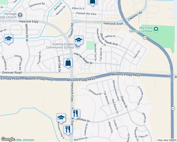 map of restaurants, bars, coffee shops, grocery stores, and more near 3591 Grey Owl Point in Colorado Springs