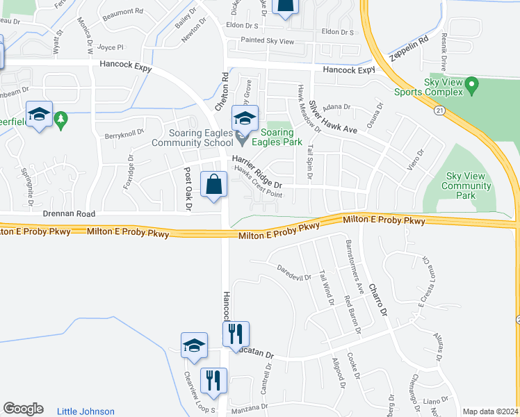 map of restaurants, bars, coffee shops, grocery stores, and more near 3442 Shrikes Tail Heights in Colorado Springs