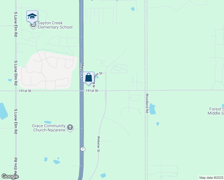 map of restaurants, bars, coffee shops, grocery stores, and more near 19015 North Madison Street in Spring Hill