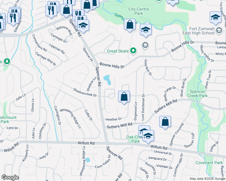 map of restaurants, bars, coffee shops, grocery stores, and more near 332 Revolution Drive in St. Peters