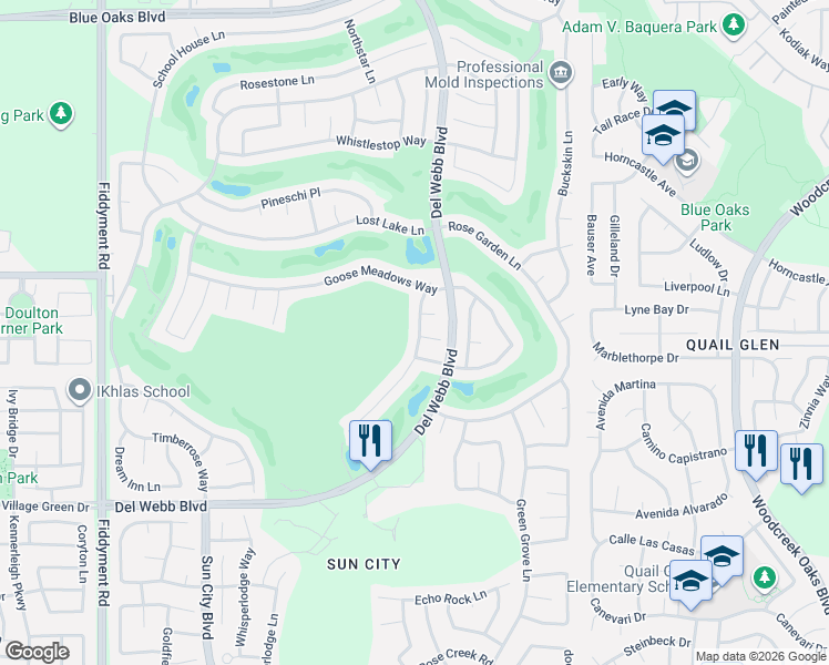 map of restaurants, bars, coffee shops, grocery stores, and more near 7256 Delta Breeze Lane in Roseville