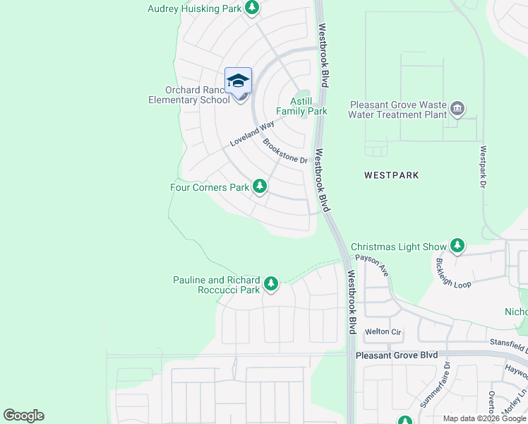 map of restaurants, bars, coffee shops, grocery stores, and more near 7121 Castle Rock Way in Roseville