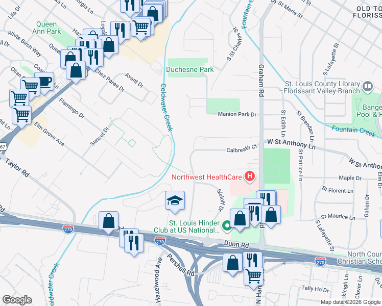 map of restaurants, bars, coffee shops, grocery stores, and more near 7620 Hazelcrest Drive in Hazelwood