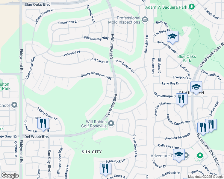 map of restaurants, bars, coffee shops, grocery stores, and more near 325 Whiterose Court in Roseville