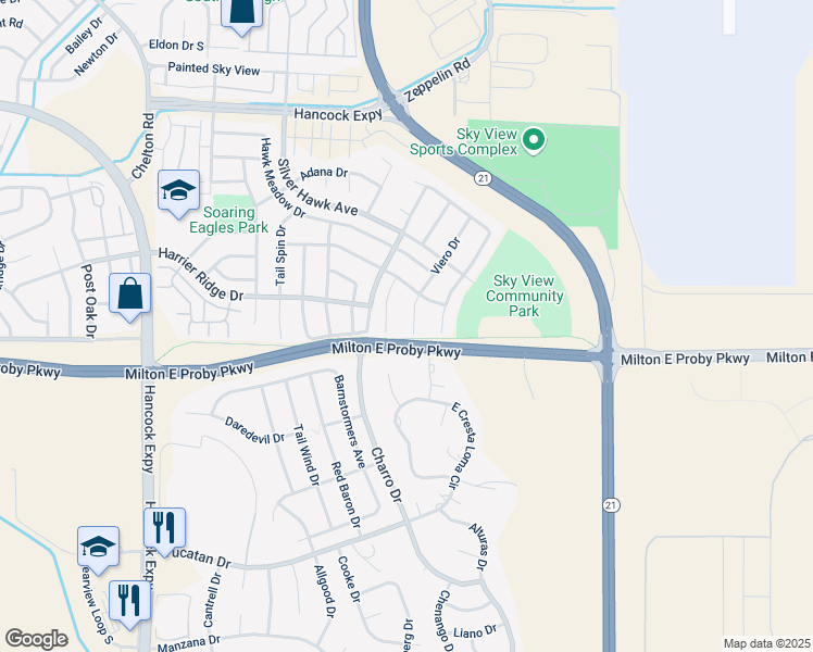 map of restaurants, bars, coffee shops, grocery stores, and more near 3404 Viero Drive in Colorado Springs