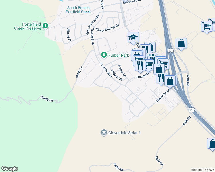 map of restaurants, bars, coffee shops, grocery stores, and more near 304 Homewood Court in Cloverdale