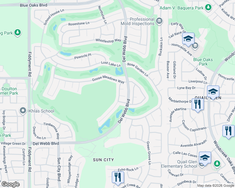 map of restaurants, bars, coffee shops, grocery stores, and more near 7256 Delta Breeze Lane in Roseville