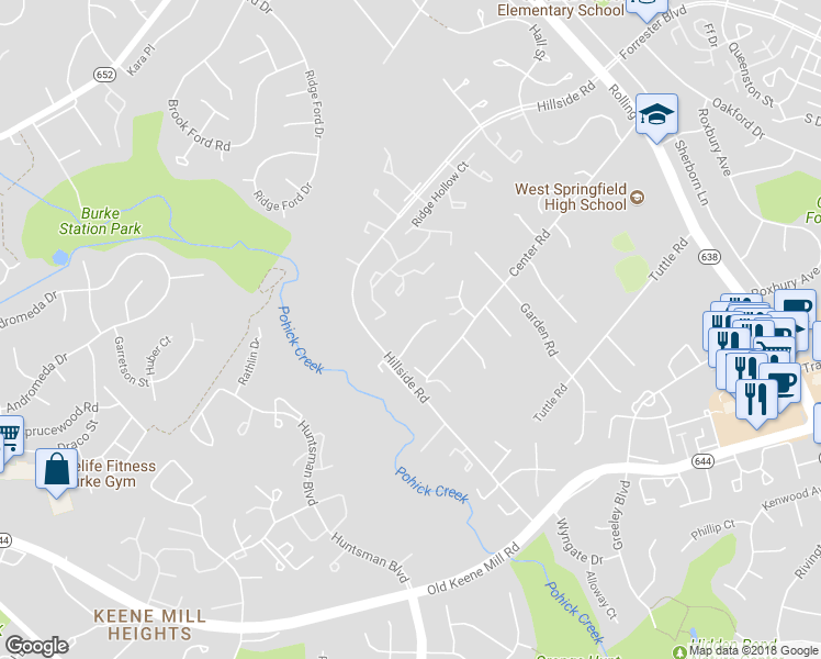 map of restaurants, bars, coffee shops, grocery stores, and more near 8812 Moverly Court in Springfield