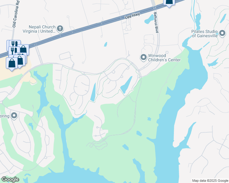 map of restaurants, bars, coffee shops, grocery stores, and more near 8085 Crooked Oaks Court in Gainesville