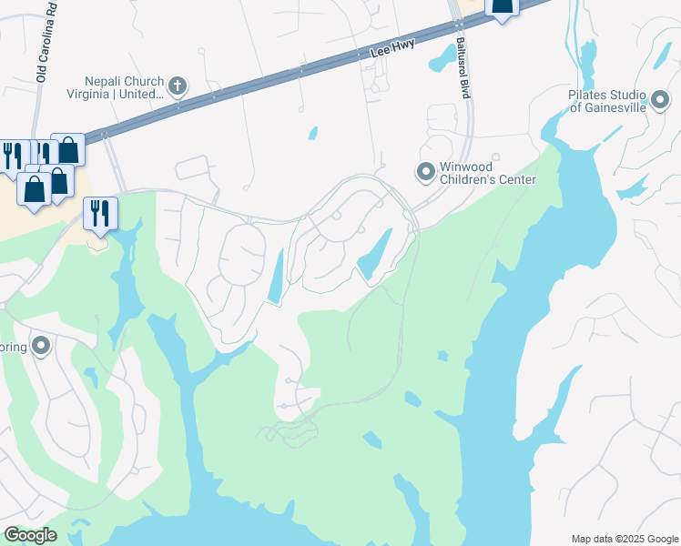 map of restaurants, bars, coffee shops, grocery stores, and more near 8085 Crooked Oaks Court in Gainesville